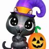 Inflatables * | Occasions 4.5 Inflatable Cat With Pumpkin, 3.5 Ft Tall, Multicolored