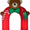 Inflatables * | 10.5 Archway Animated Airblown Wiggling Bear And Bow Tie Christmas Inflatable