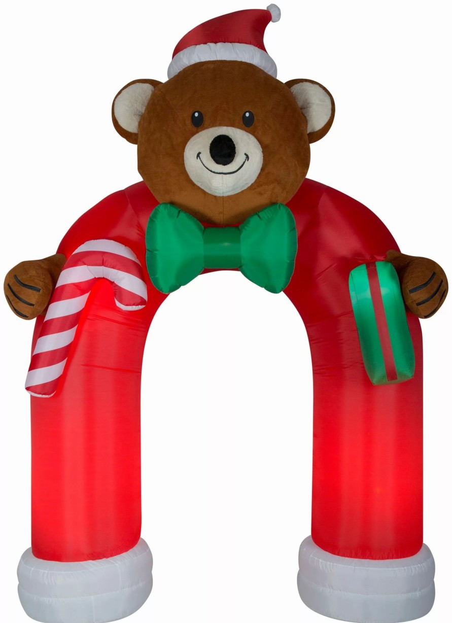 Inflatables * | 10.5 Archway Animated Airblown Wiggling Bear And Bow Tie Christmas Inflatable