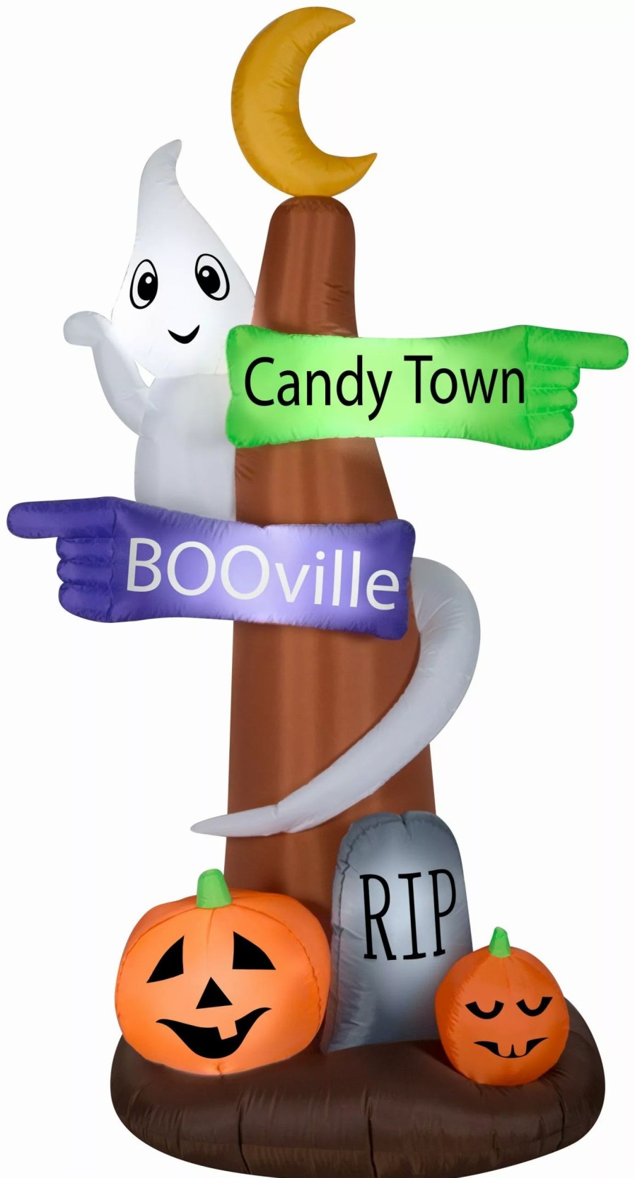 Inflatables * | Gemmy Airblowna "Ghost Wrapped Around Sign Post Scene, 8 Ft Tall, Purple