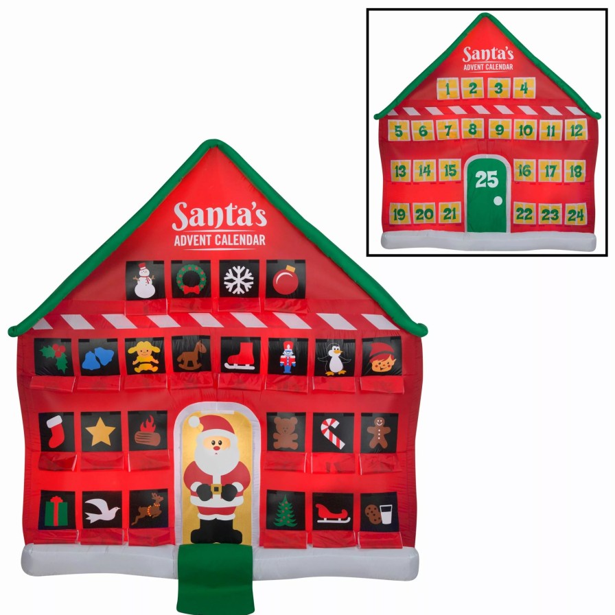 Inflatables * | Gemmy Christmas Airblown Inflatable Inflatable Advent Calendar, 8 Ft Tall, Red