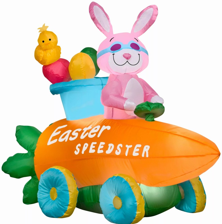 Inflatables * | Gemmy Airblown Inflatable Easter Bunny Speedster, 3 Ft Tall, Pink