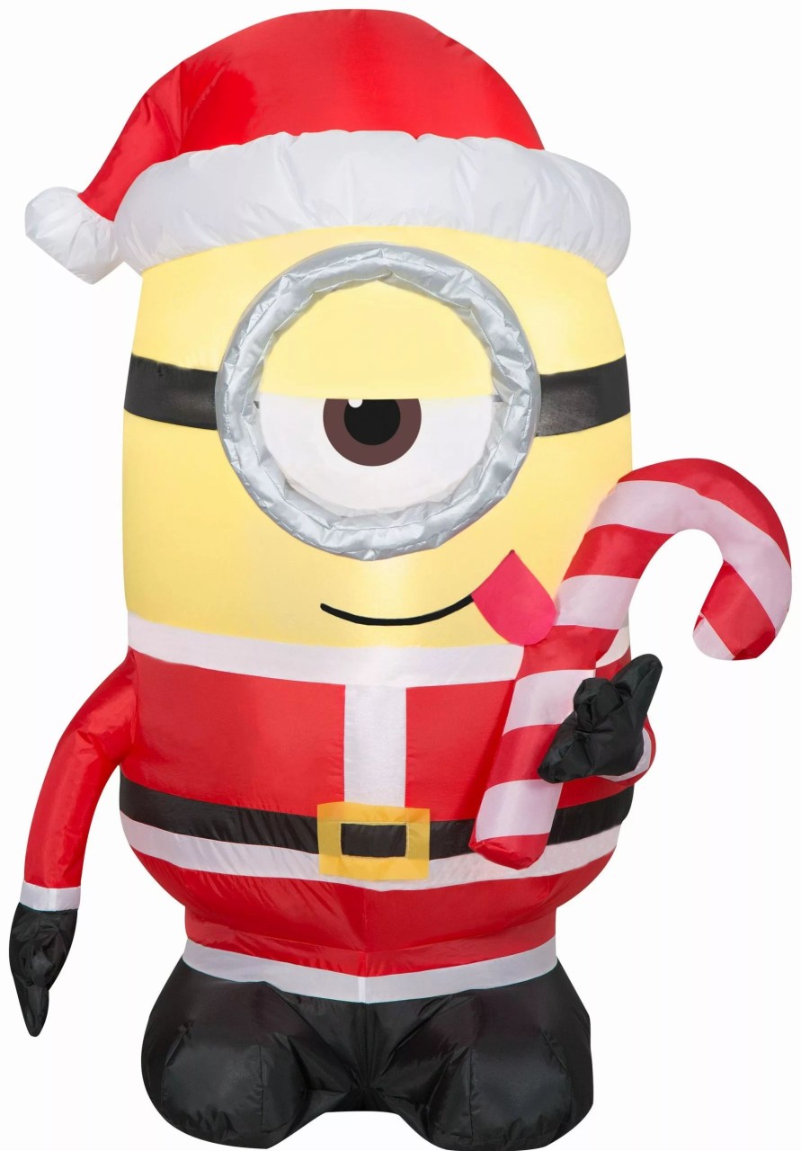 Inflatables * | Gemmy Christmas Airblown Inflatable Inflatable Minion Stuart Licking Candy Cane, 3.5 Ft Tall, Yellow