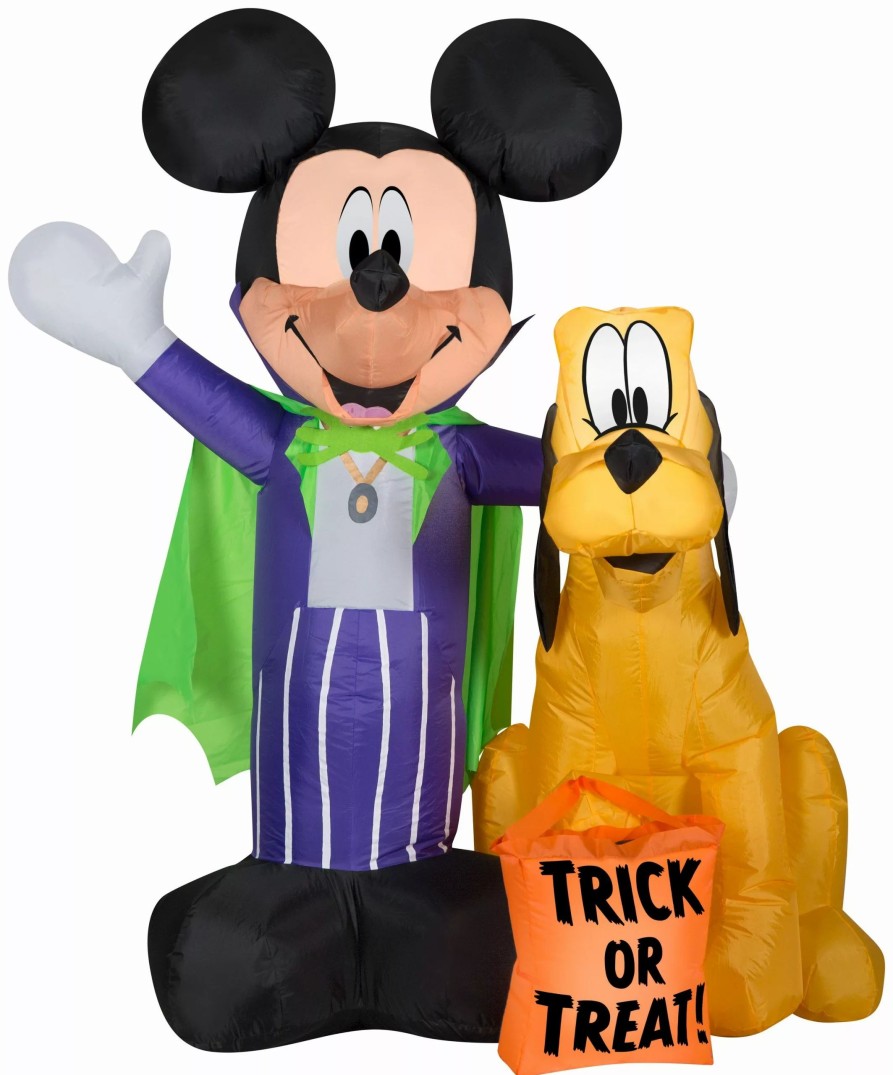 Inflatables * | Gemmy Airblown Inflatable Vampire Mickey Mouse And Pluto, 5 Ft Tall, Purple