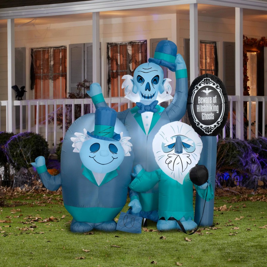 Inflatables * | Gemmy Airblown Haunted Mansion Beware Of Ghosts Scene Disney, 6 Ft Tall, Blue