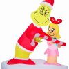 Inflatables * | Gemmy Airblown Inflatable Grinch Passing Out Candy Canes To Cindy Lou Scene Dr. Seuss, 5.5 Ft Tall