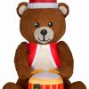 Inflatables * | Gemmy Animated Christmas Airblown Inflatable Mixed Media Drumming Fuzzy Teddy Bear, 6 Ft Tall, Brown