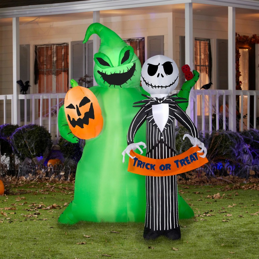 Inflatables * | Gemmy Airblown Jack Skellington W/Oogie Boogie Scene Disney , 6.5 Ft Tall, Multi