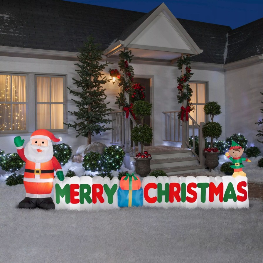 Inflatables * | 12 Wide Airblown Merry Christmas Sign Scene Christmas Inflatable