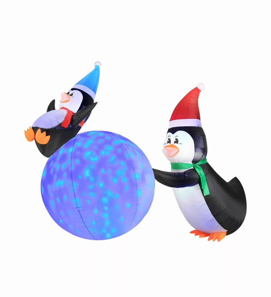 Inflatables * | 6 Inflatable Penguins With Swirling Lights Snowball