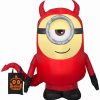 Inflatables * | Gemmy Airblown Inflatable Minion Stuart In Devil Costume, 3.5 Ft Tall, Red