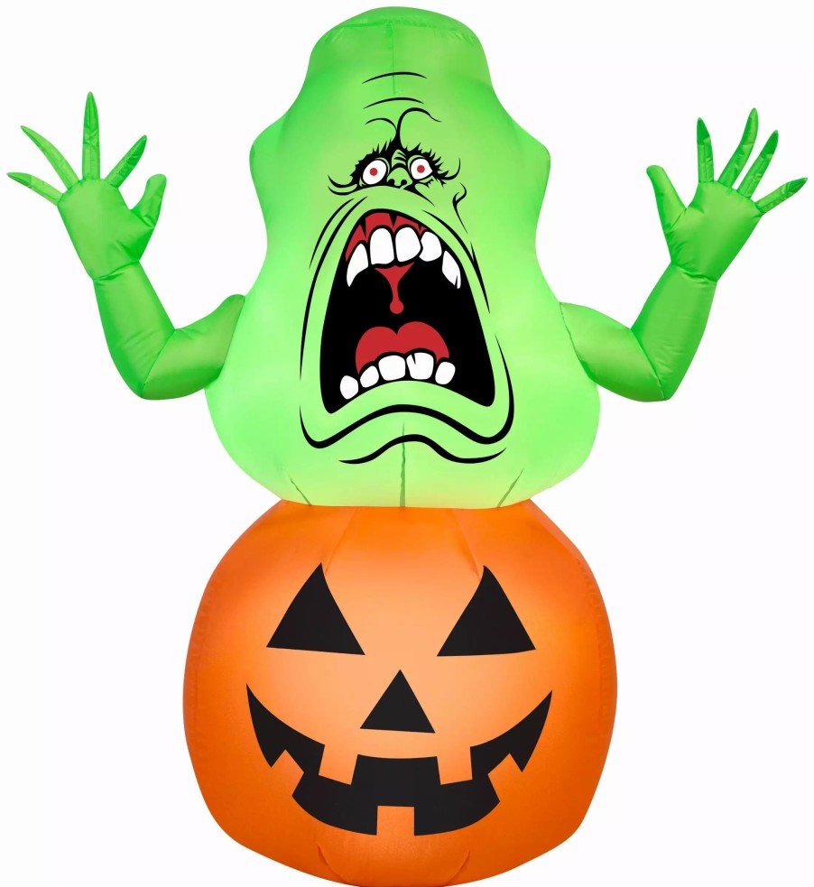 Inflatables * | 3.5 Airblown Slimer On Pumpkin Ghostbusters Halloween Inflatable