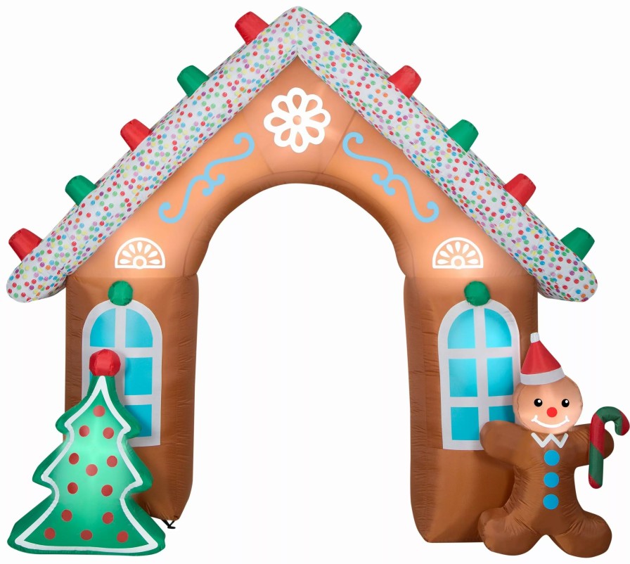 Inflatables * | Gemmy Christmas Airblown Inflatable Gingerbread Archway, 8.5 Ft Tall, Multi