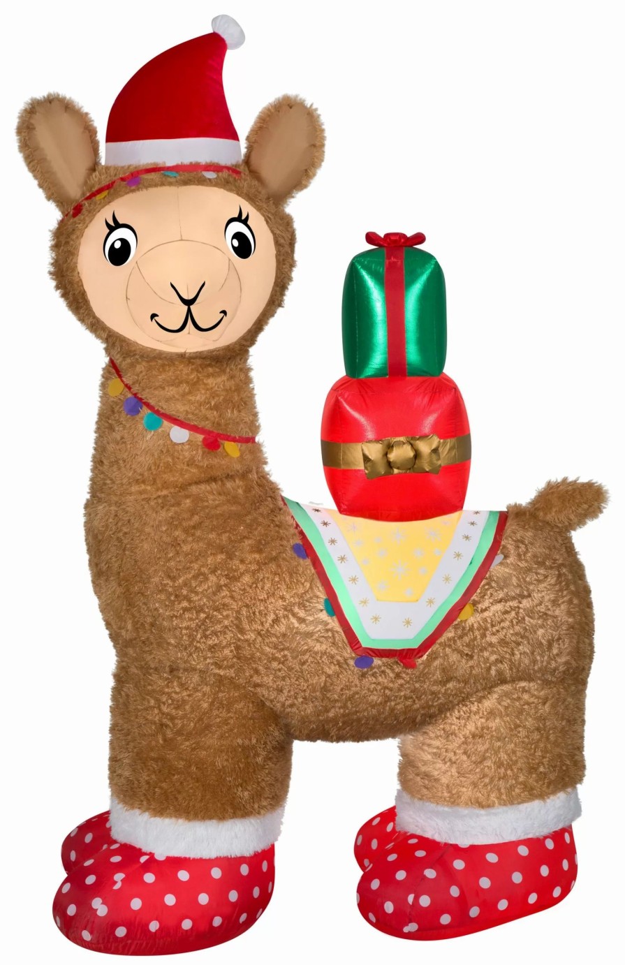 Inflatables * | Gemmy Christmas Airblown Inflatable Mixed Media Luxe Alpaca, 7 Ft Tall, Multi