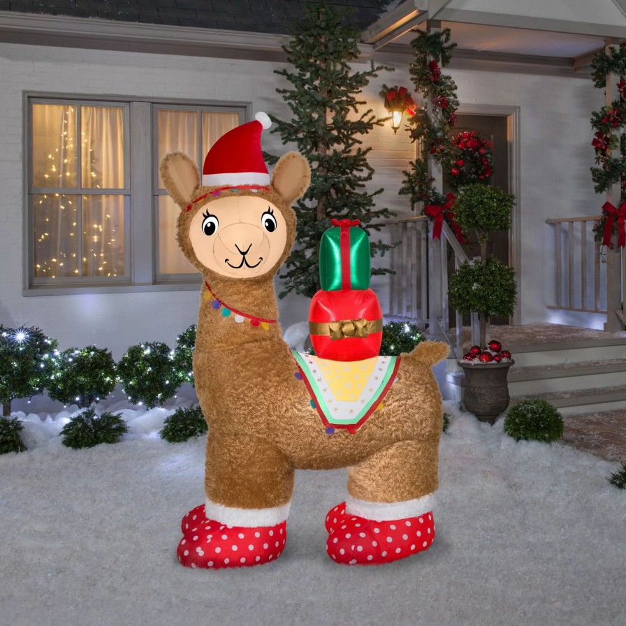 Inflatables * | Gemmy Christmas Airblown Inflatable Mixed Media Luxe Alpaca, 7 Ft Tall, Multi