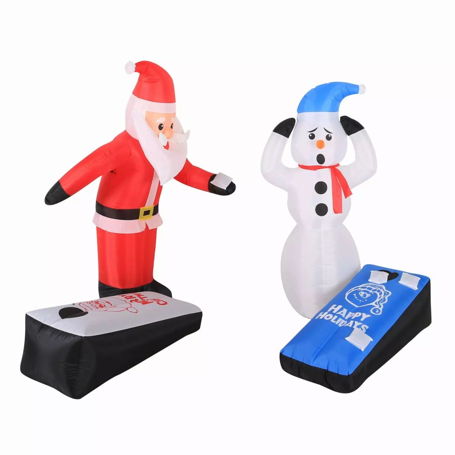 Inflatables * | Occasions 5 Inflatable Santa And Snowman Playing Corn Hole With Inner, 5 Ft Tall, Multicolored