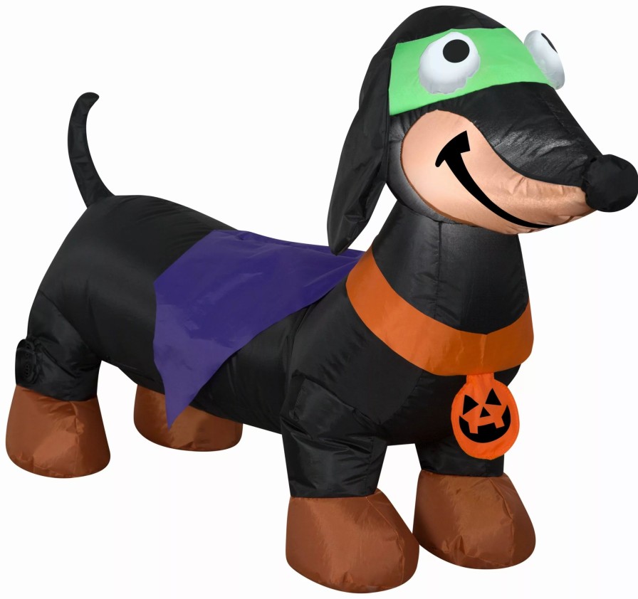 Inflatables * | Gemmy Airblown Super Hero Dog W/Jol Collar Doxen, 2.5 Ft Tall, Black