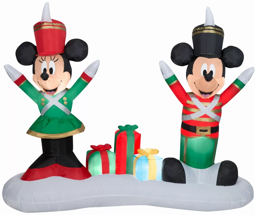 Inflatables * | Gemmy Airblown Inflatable Inflatable Mickey Mouse And Minnie Mouse As Toy Soldiers, 4.5 Ft Tall