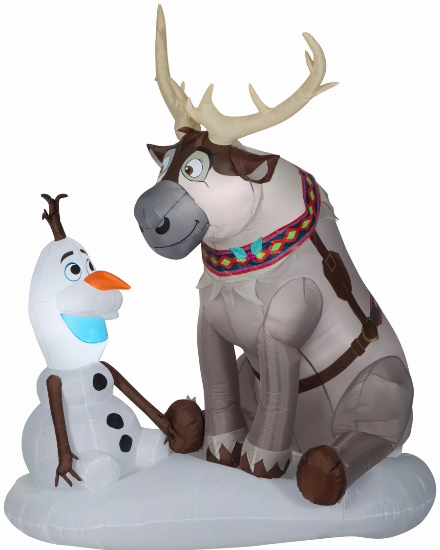 Inflatables * | Gemmy 7 Airblown Inflatable Olaf And Sven W/Leds Scene Disney