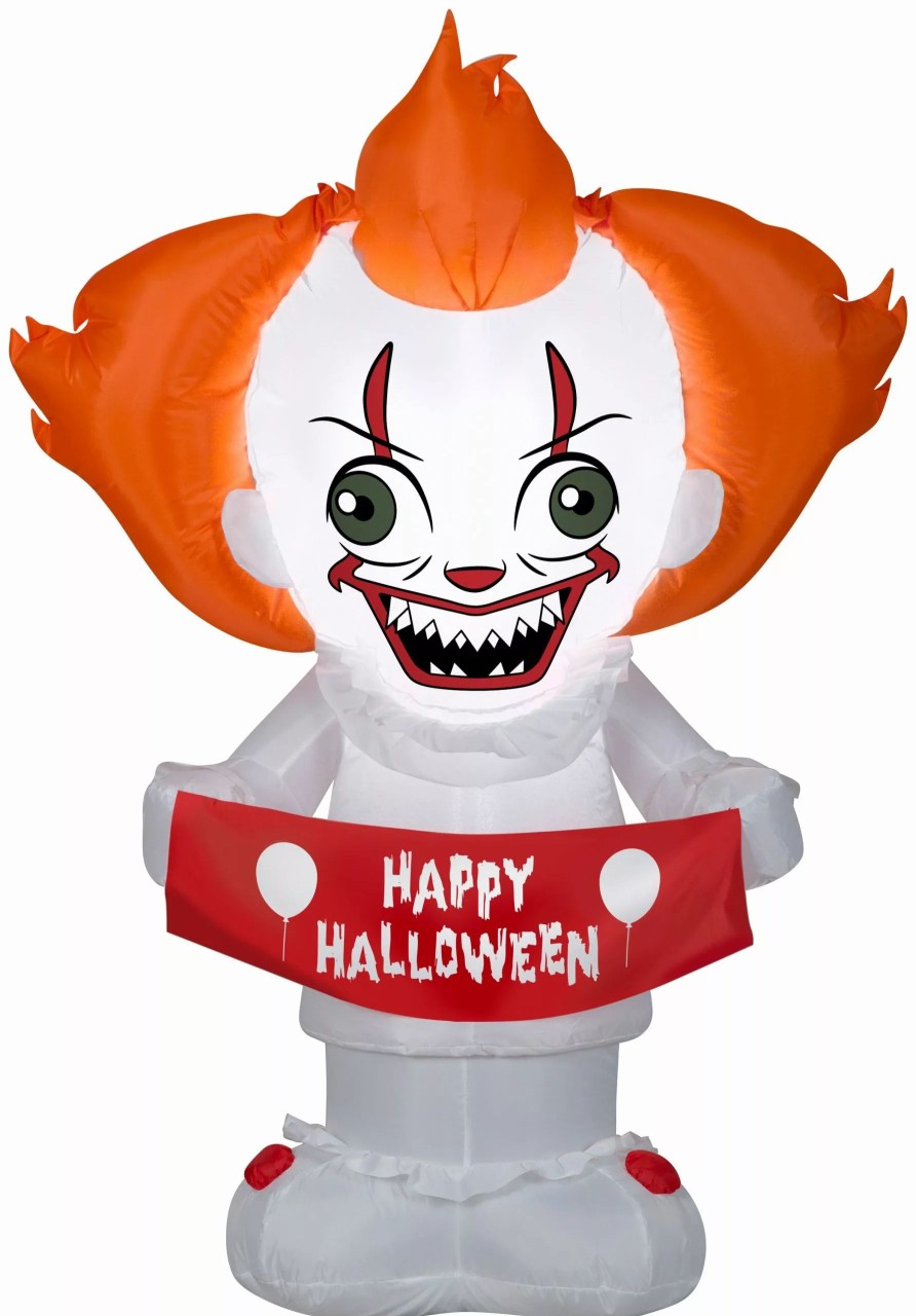 Inflatables * | Gemmy Airblown Stylized Pennywise Warner Brothers, 4 Ft Tall, Multicolored