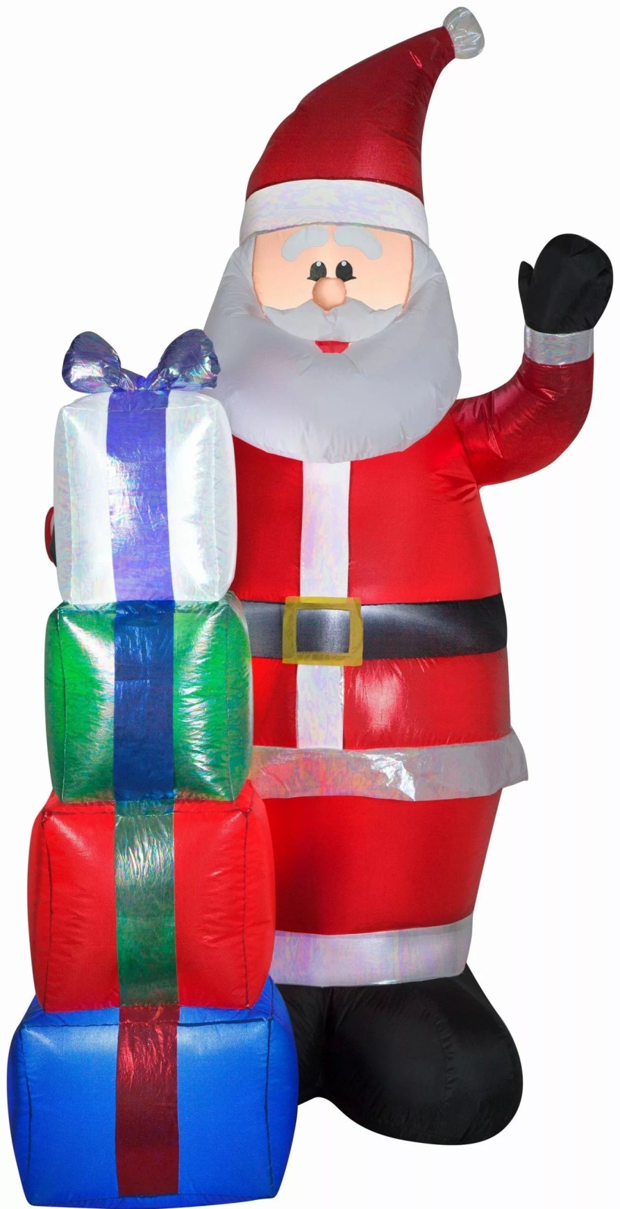 Inflatables * | Gemmy Christmas Airblown Inflatable Mixed Media Iridescent And Sequin Santa W/Presents, 7 Ft Tall