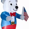 Inflatables * | 6 White Fourth Of July Bear Spring Inflatable