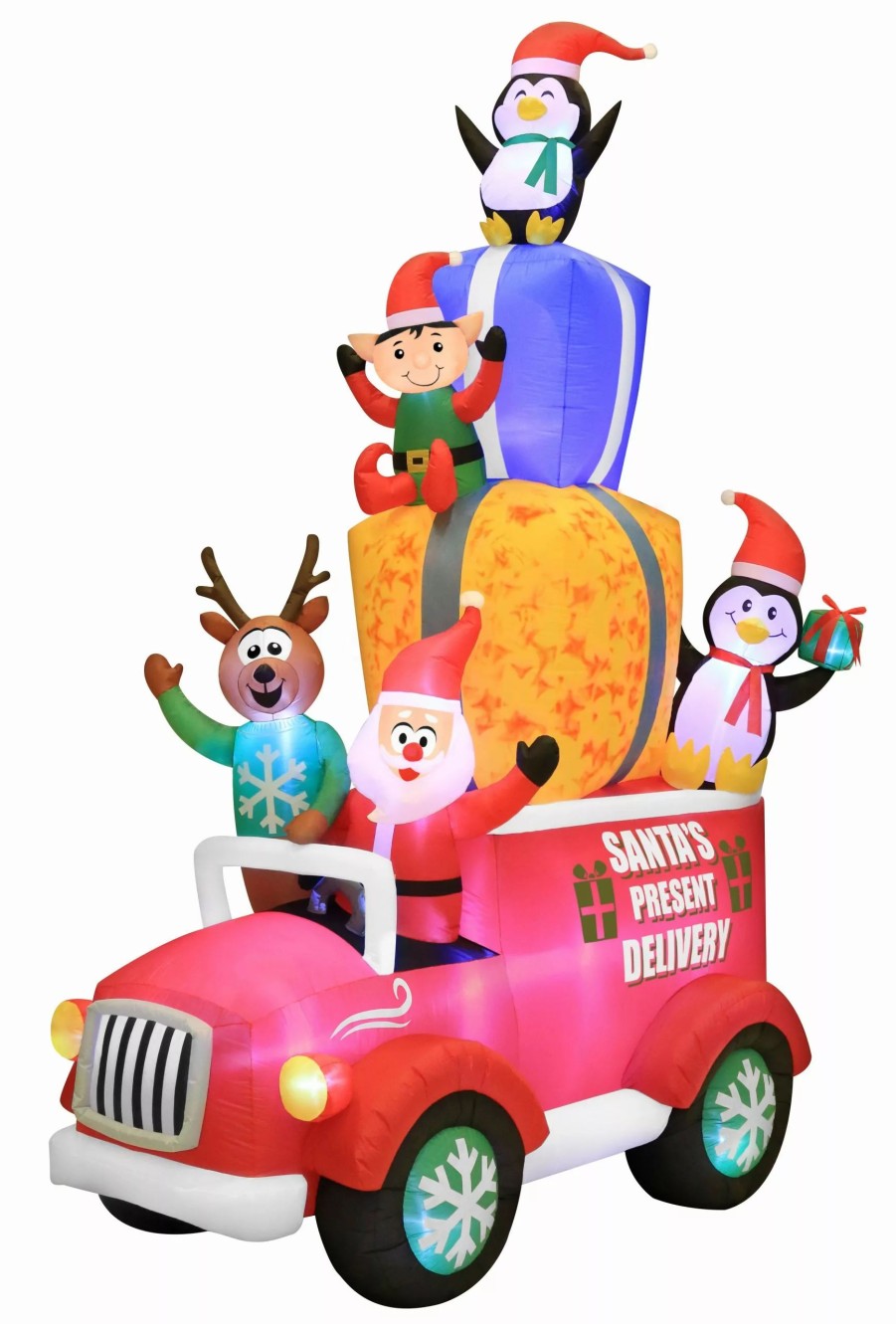 Inflatables * | Occasions 12 Inflatable Swirling Lights Santa'S Truck, 8 Ft Tall, Multicolored