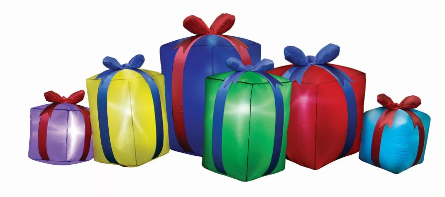 Inflatables * | Occasions 8 Inflatable Row Of Presentsnon Metallic, 8 Ft Tall, Multicolored