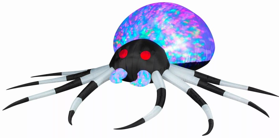 Inflatables * | 8 Projection Airblown Kaleidoscope Black And White Spider Halloween Inflatable