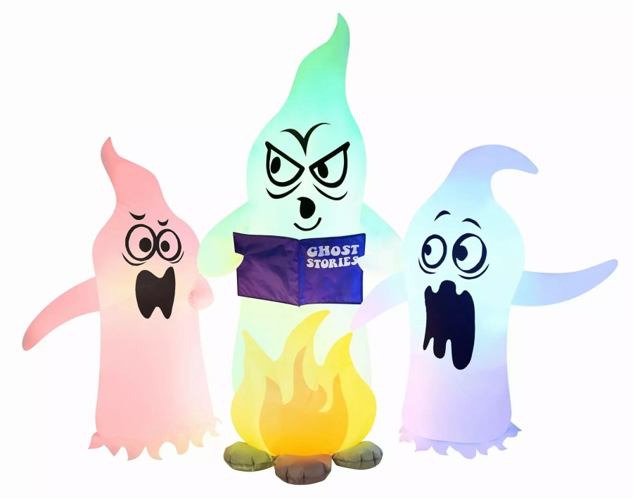 Inflatables * | Occasions 5 Inflatable Color Changing Campfire Ghosts, 5 Ft Tall, White