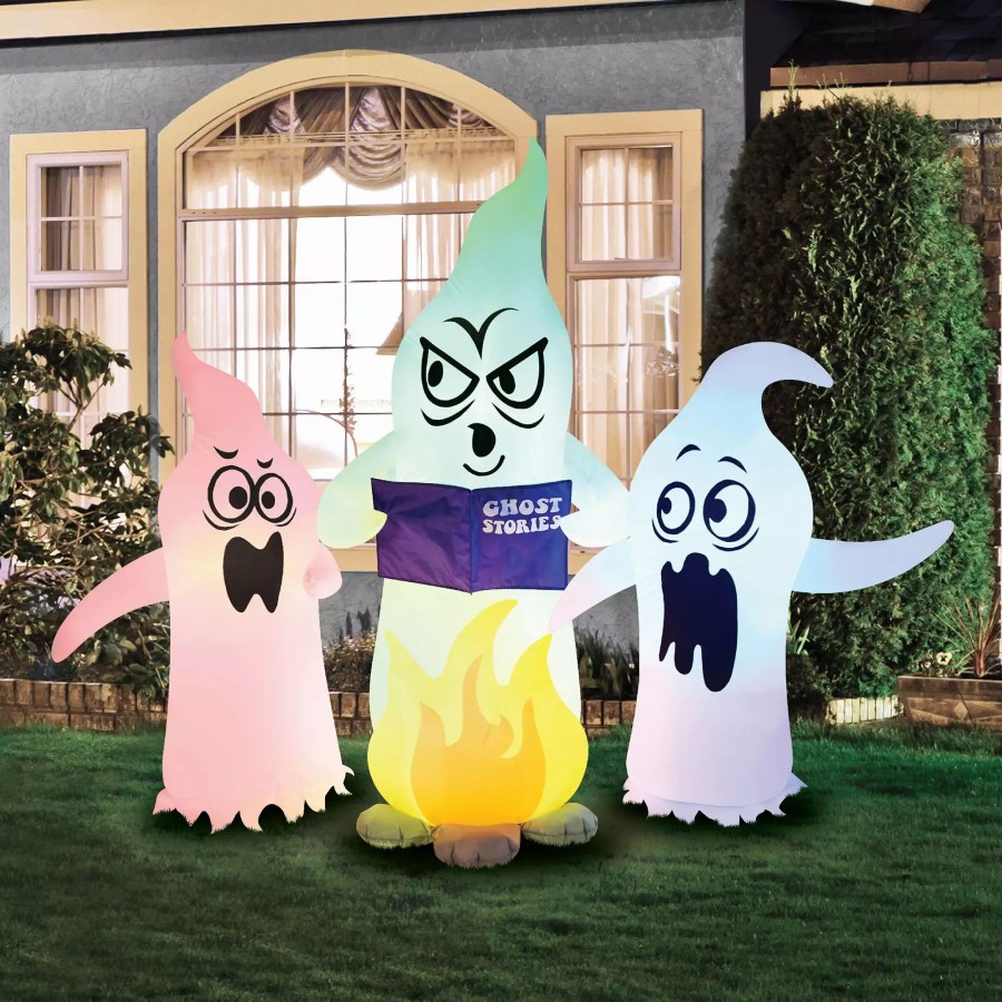 Inflatables * | Occasions 5 Inflatable Color Changing Campfire Ghosts, 5 Ft Tall, White