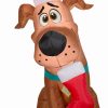 Inflatables * | Gemmy Christmas Airblown Inflatable Puppy Scoob W/Stocking Wb, 3.5 Ft Tall, Brown