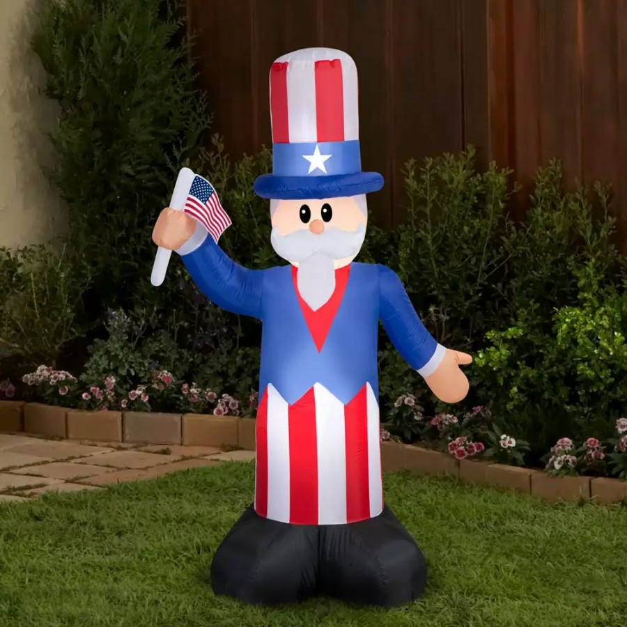 Inflatables * | Gemmy Airblown Inflatable Uncle Sam, 5 Ft Tall, Multicolored