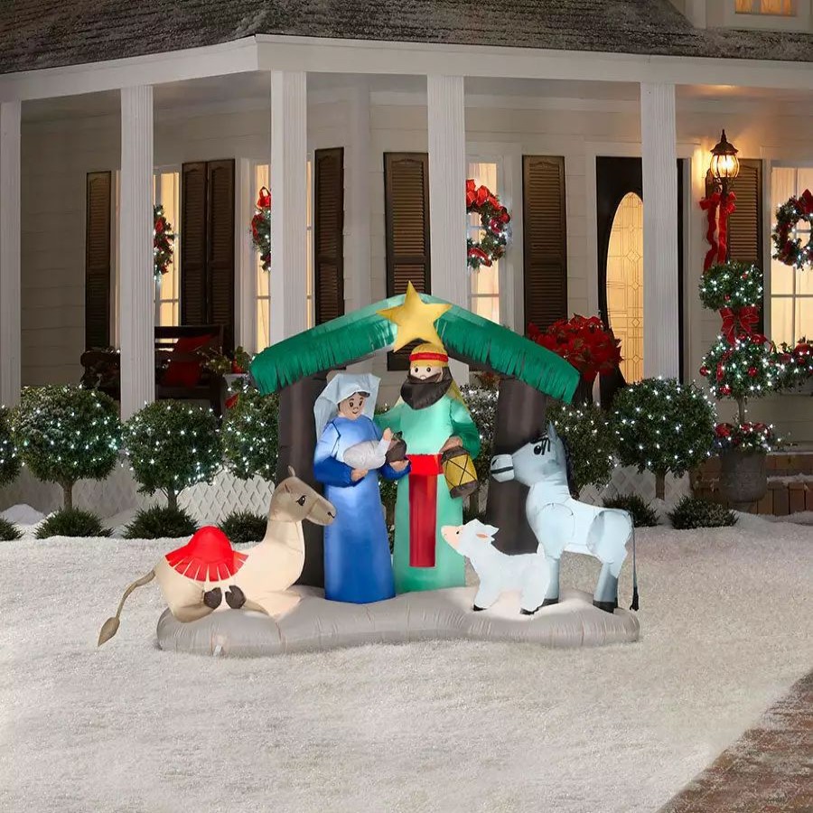 Inflatables * | Gemmy Christmas Airblown Inflatable Inflatable Nativity Scene, 4.5 Ft Tall, Green