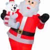 Inflatables * | Gemmy Animated Christmas Airblown Inflatable Swaying Santa W/Polar Bear, 6 Ft Tall, Multi