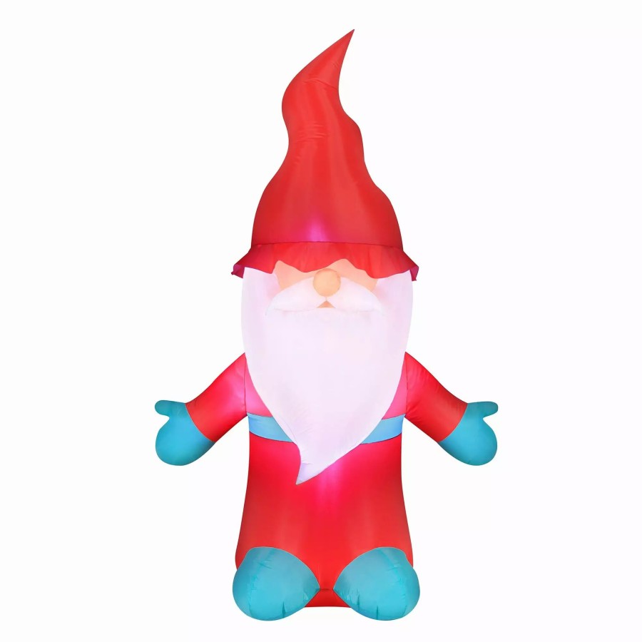 Inflatables * | Occasions Airflowz Inflatable Christmas Gnome 6 Ft, Ft Tall, Red