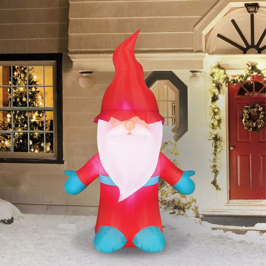 Inflatables * | Occasions Airflowz Inflatable Christmas Gnome 6 Ft, Ft Tall, Red