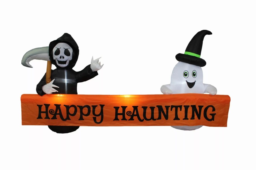 Inflatables * | A Holiday Company 8Ft Inflatable Happy Haunting Banner, 4 Ft Tall, Multi