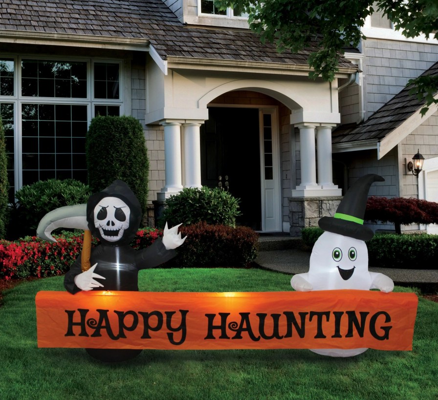 Inflatables * | A Holiday Company 8Ft Inflatable Happy Haunting Banner, 4 Ft Tall, Multi