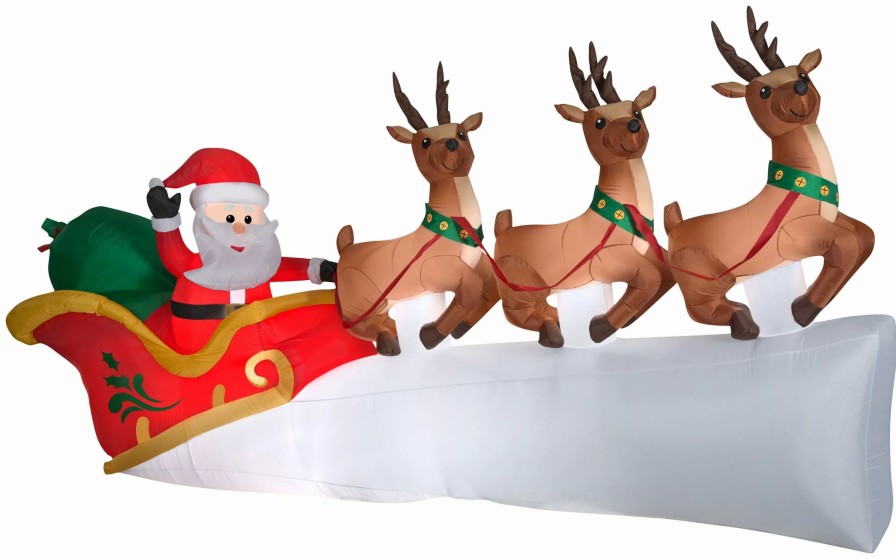 Inflatables * | Gemmy Christmas Airblown Inflatable Inflatable Santa'S Flying Sleigh, 5.5 Ft Tall, White