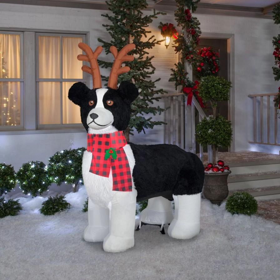 Inflatables * | Gemmy Christmas Airblown Inflatable Mixed Media Border Collie Dog, 2.5 Ft Tall, White