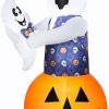 Inflatables * | Gemmy Animated Airblown Lifting Mixed Media Whimsical Damask Ghost W/Baby Scene, 6 Ft Tall, Orange