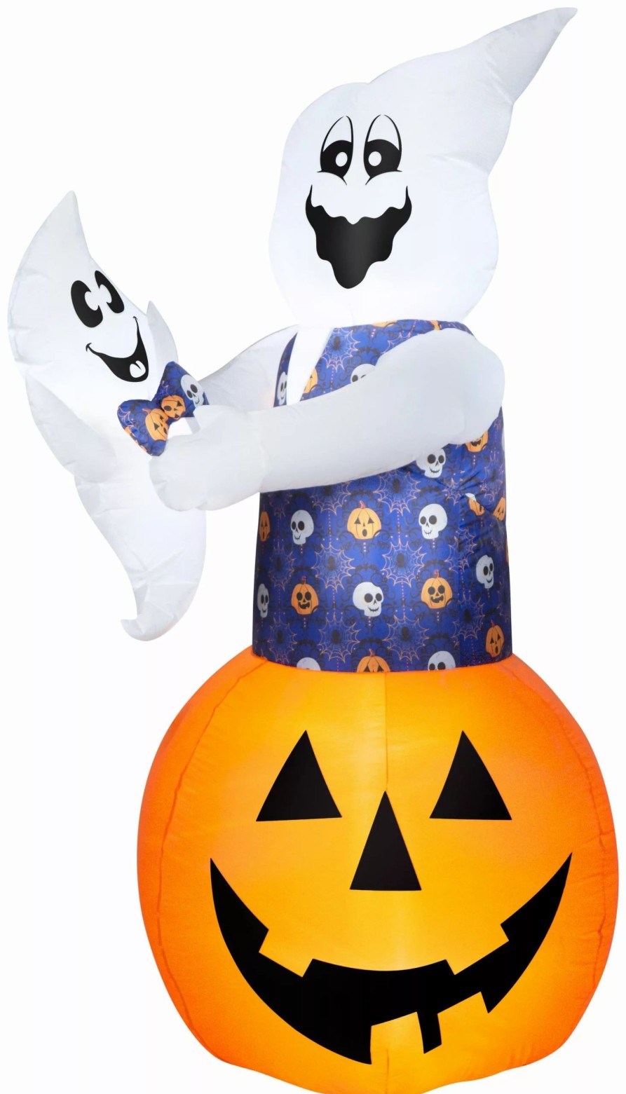 Inflatables * | Gemmy Animated Airblown Lifting Mixed Media Whimsical Damask Ghost W/Baby Scene, 6 Ft Tall, Orange