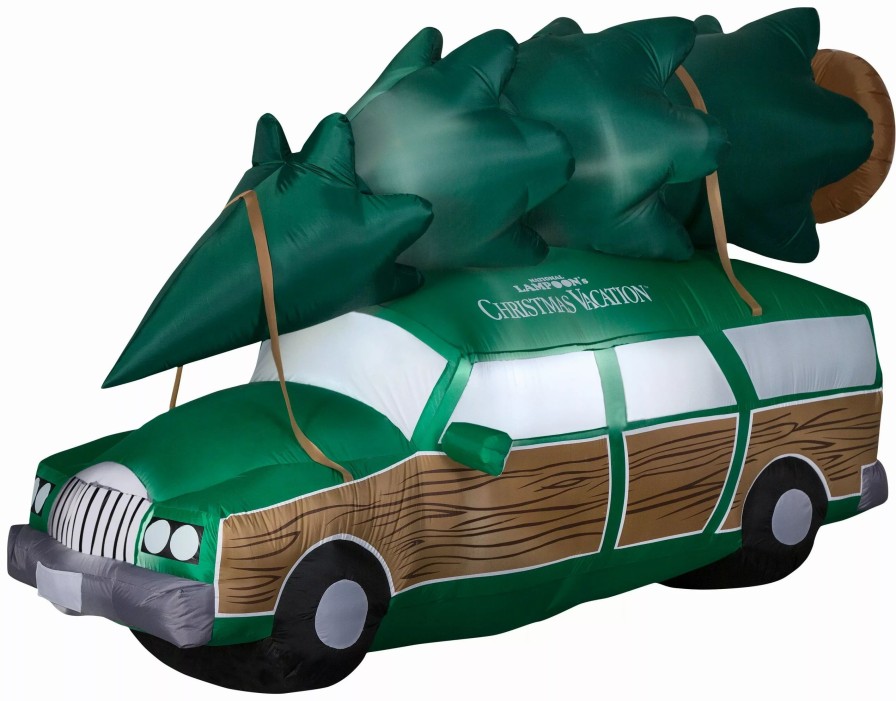 Inflatables * | Gemmy Christmas Airblown Inflatable Nlcv Station Wagon W/Tree W/Leds Scene Wb, 5 Ft Tall, Green