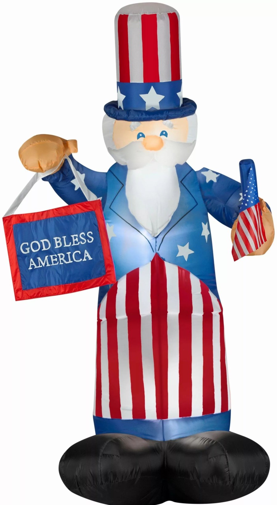 Inflatables * | 6 Airblown Uncle Sam W/Flag & Banner Spring Inflatable