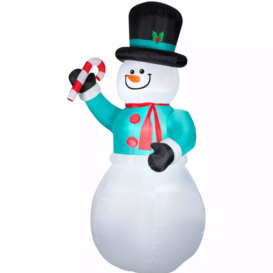 Inflatables * | Gemmy Snowman With Candycane Christmas Inflatable