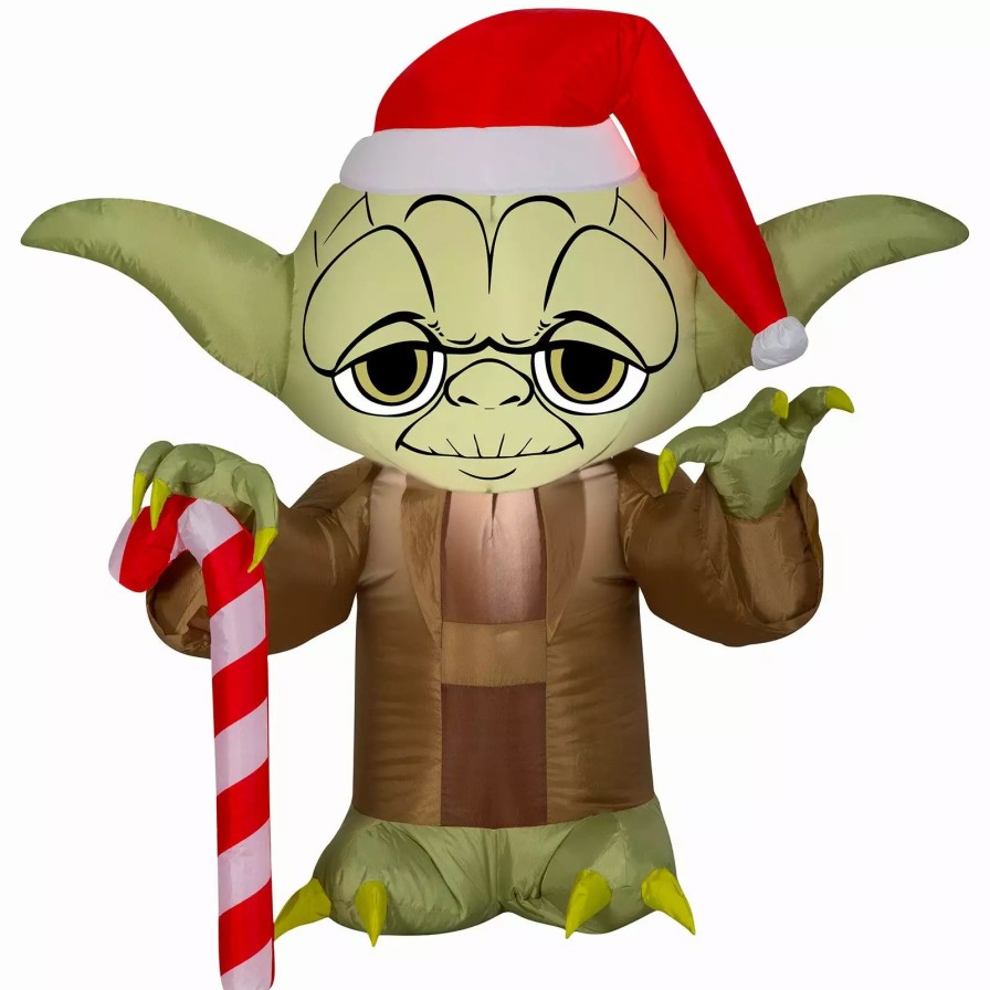 Inflatables * | 3 Airblown Yoda W/Santa Hat Star Wars Christmas Inflatable