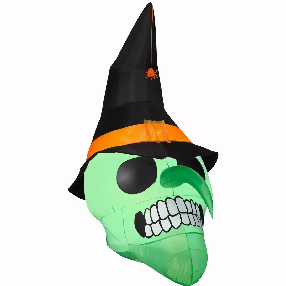 Inflatables * | Airblown Inflatable Green Witch Skull