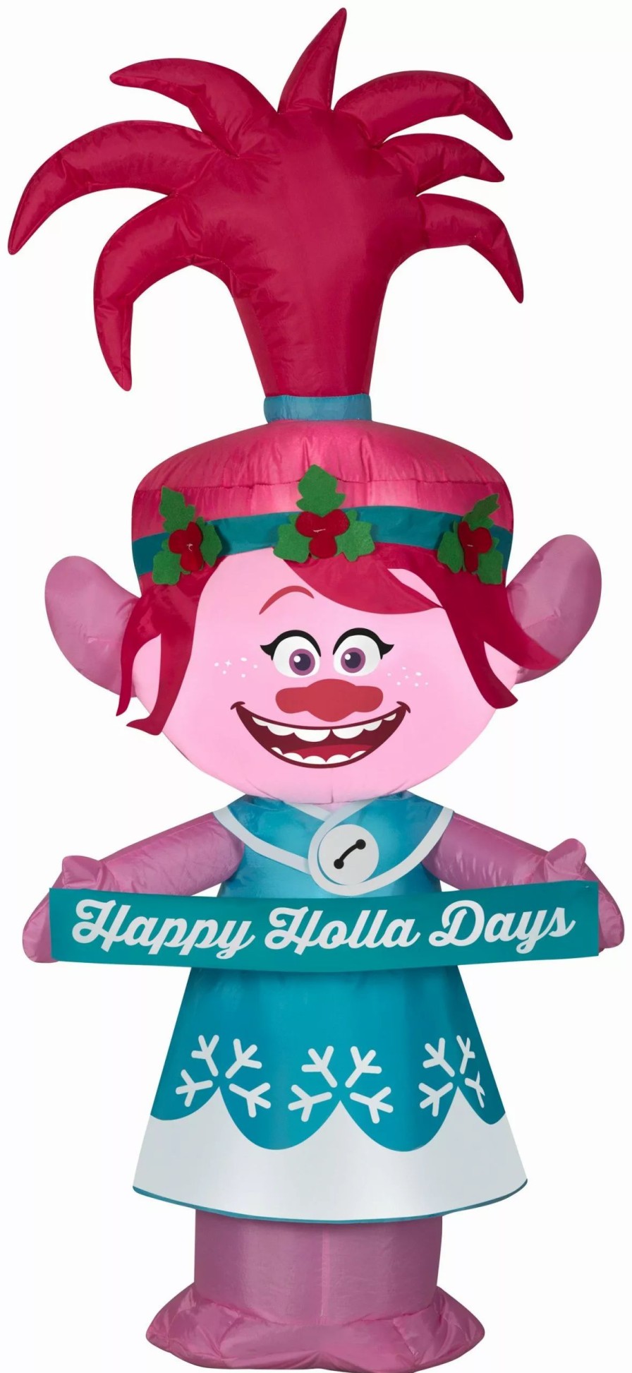 Inflatables * | Gemmy Christmas Airblown Inflatable Poppy In Holiday Outfit W/Banner Universal, 4 Ft Tall