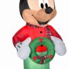 Inflatables * | Gemmy Christmas Airblown Inflatable Inflatable Mickey Mouse With Plaid Accents, 6 Ft Tall, Green